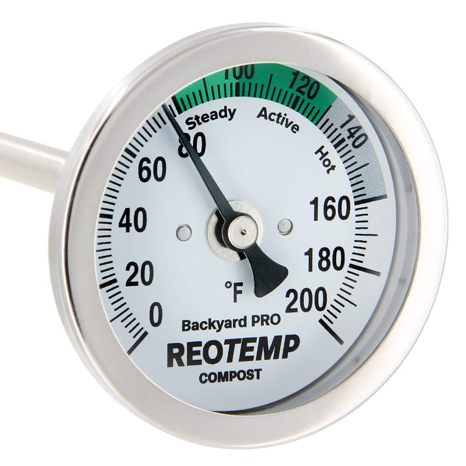 REOTEMP Backyard Pro Compost Thermometer 24-inch stem for deep pile readings