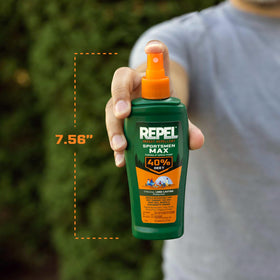 Repel Sportsmen Max outdoor scene with users enjoying a sunny hike