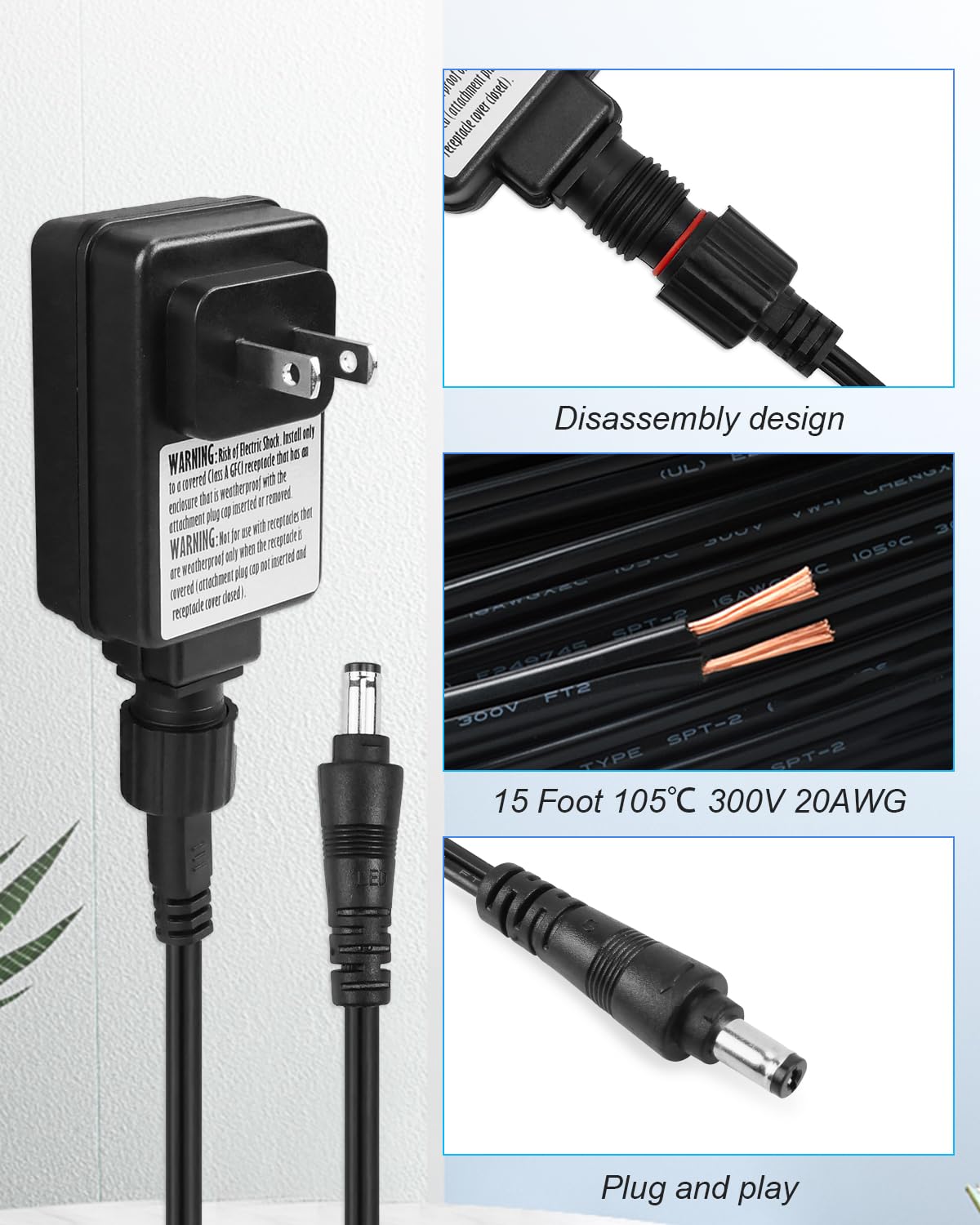Replacement power cord with long reach for flexible grill setup