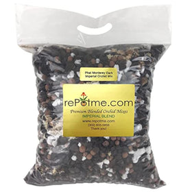 rePotme orchid potting mix Phalaenopsis Monterey Dark Imperial mini bag showing reliable drainage.