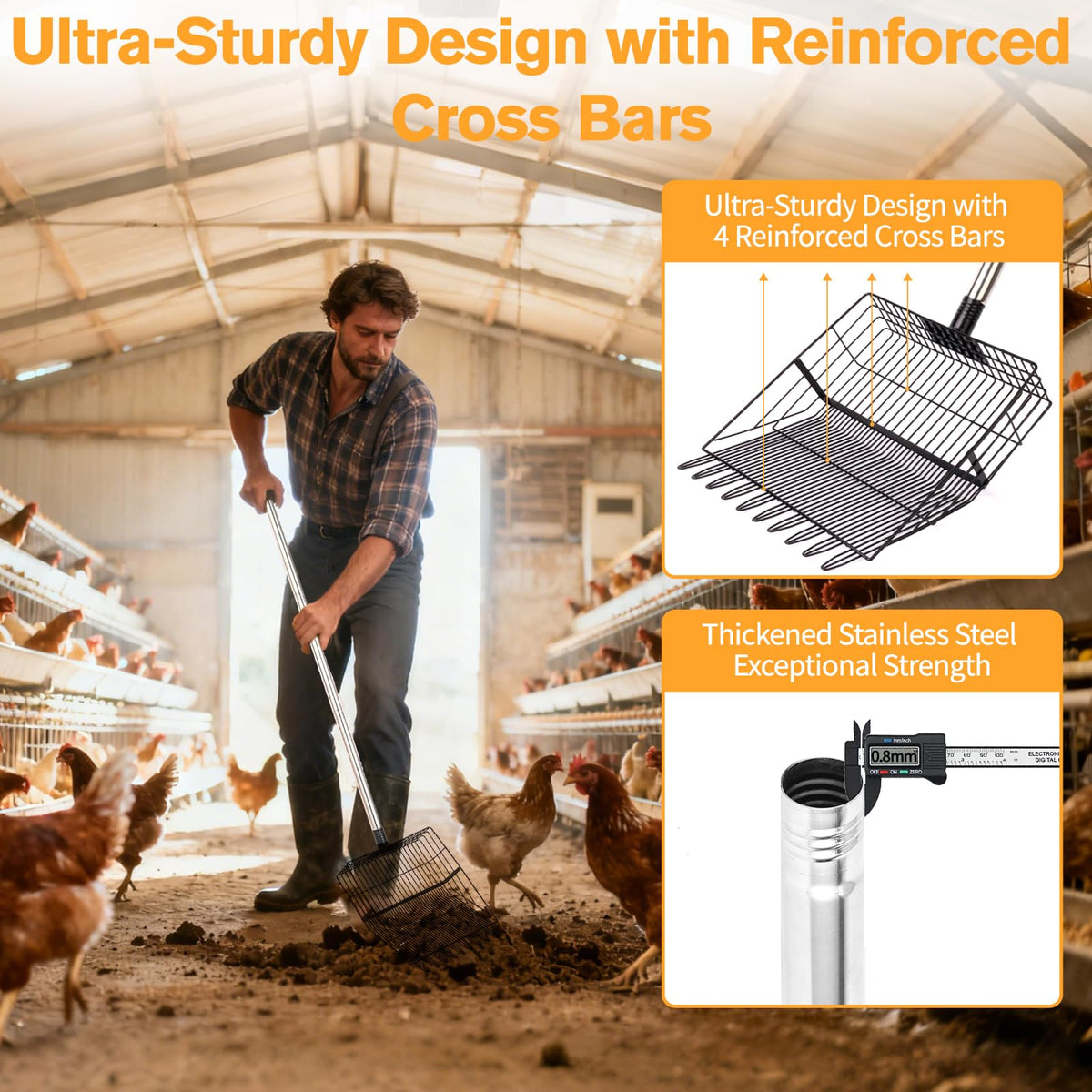 Reptilux chicken coop cleaning kit includes scoop and handle for quick maintenance