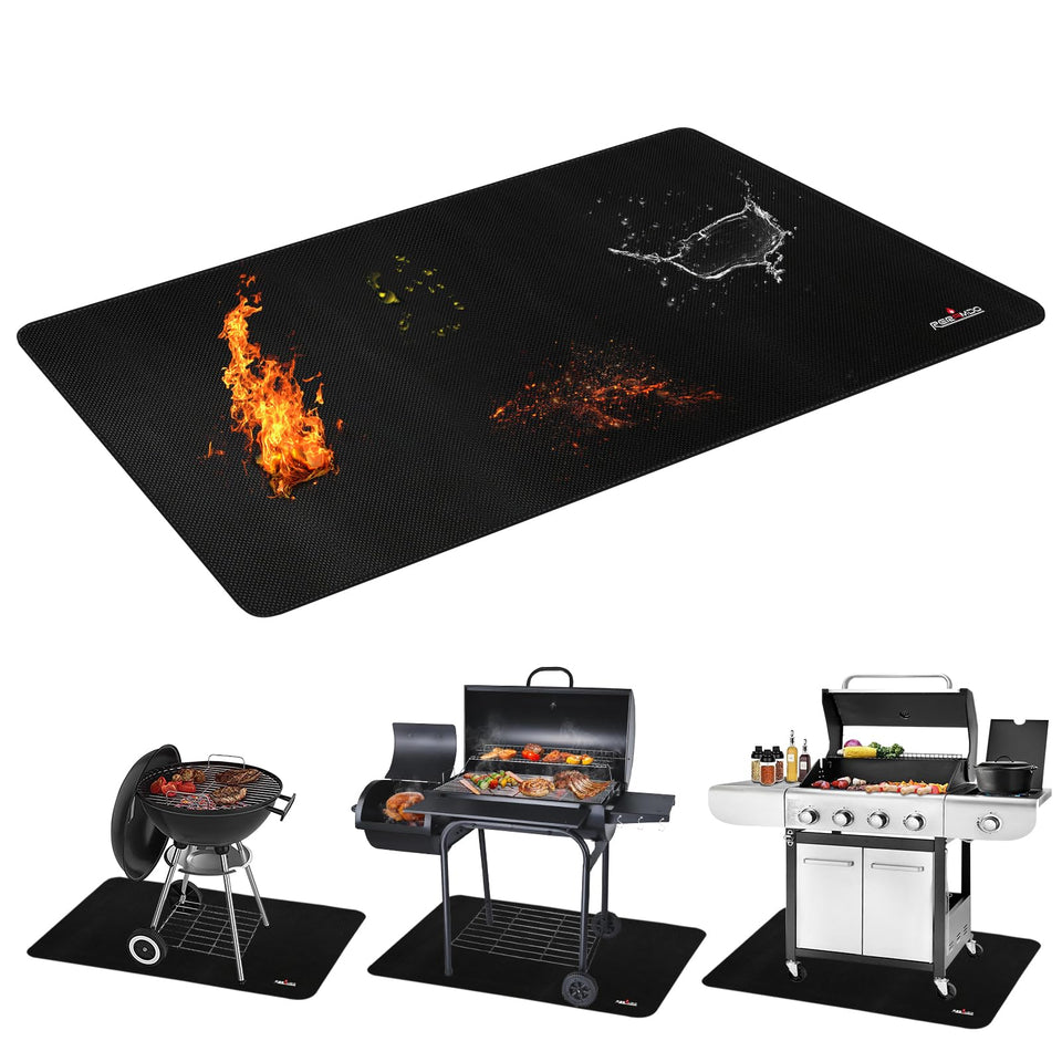 RERAMDO 48x30-inch under-grill mat shields decks from grease and sparks