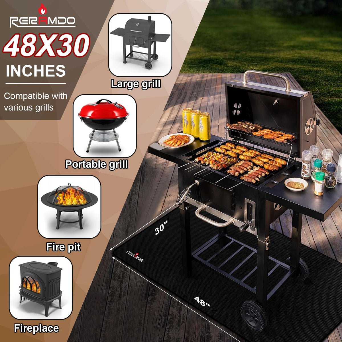 RERAMDO easy-clean grill mat prevents stains and residue after cooking