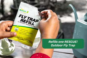 RESCUE! bait refill being added to the trap for fast fly attraction