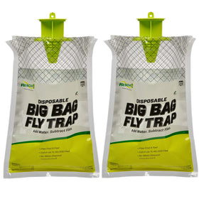 RESCUE! Big Bag Fly Trap outdoor setup showing easy hanging placement for large fly problems.