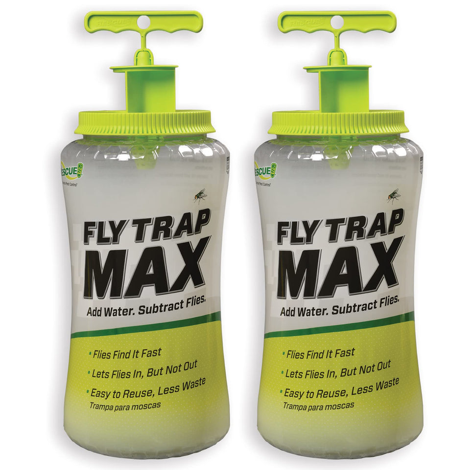 RESCUE! Fly Trap Max outdoor setup highlights large capacity for big yards.