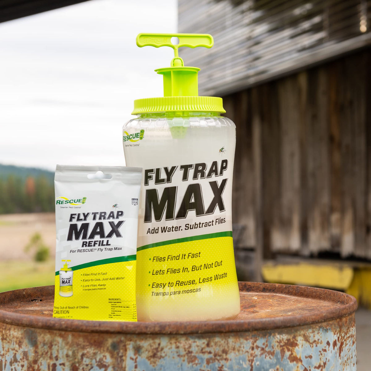 RESCUE! Fly Trap Max two-traps-pack offers broader coverage.