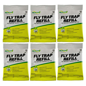 RESCUE! fly trap refill 6-pack ready for outdoor use reduces nuisance flies