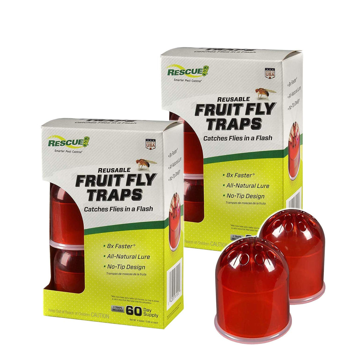 RESCUE! fruit fly trap inside view demonstrating fast capture in a home kitchen
