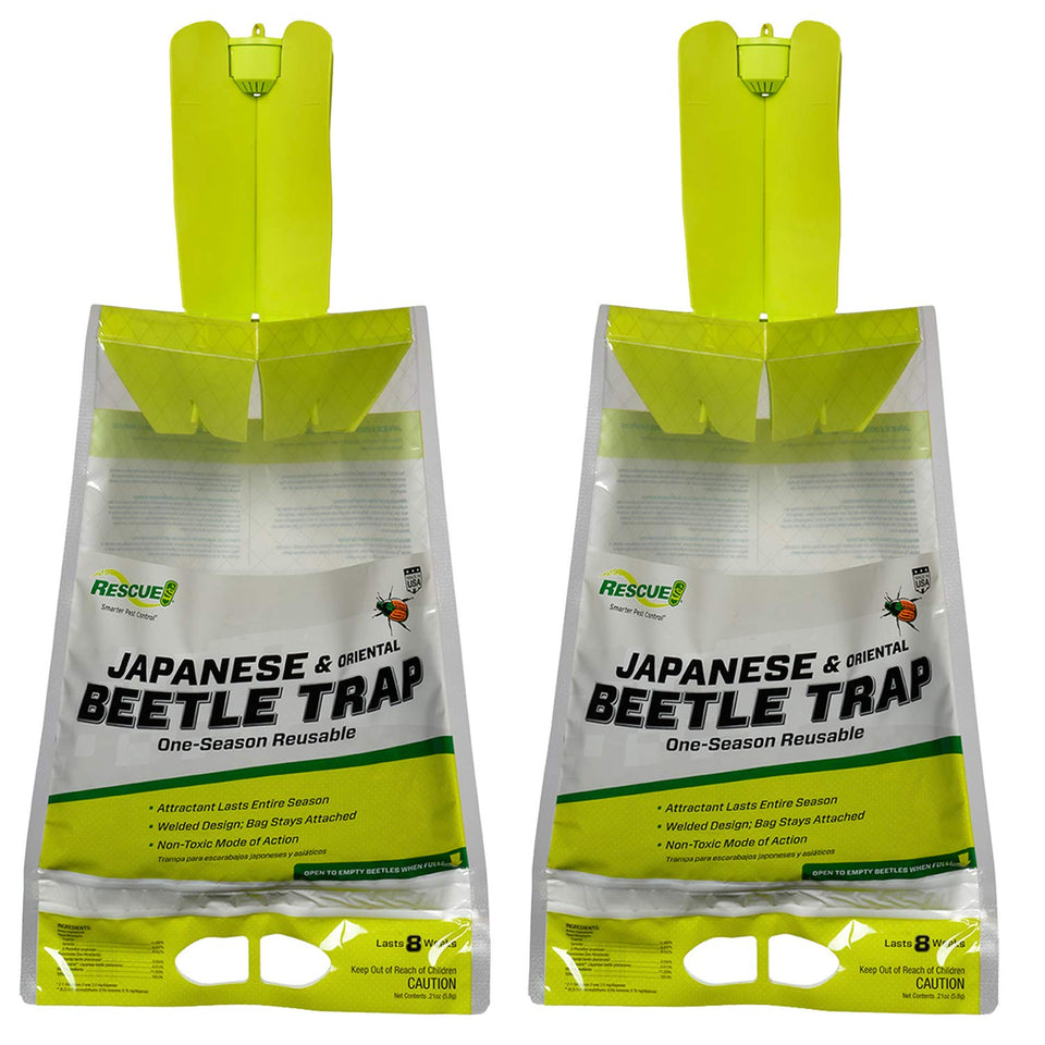 RESCUE! Japanese Beetle Trap bag captures beetles for a cleaner garden.