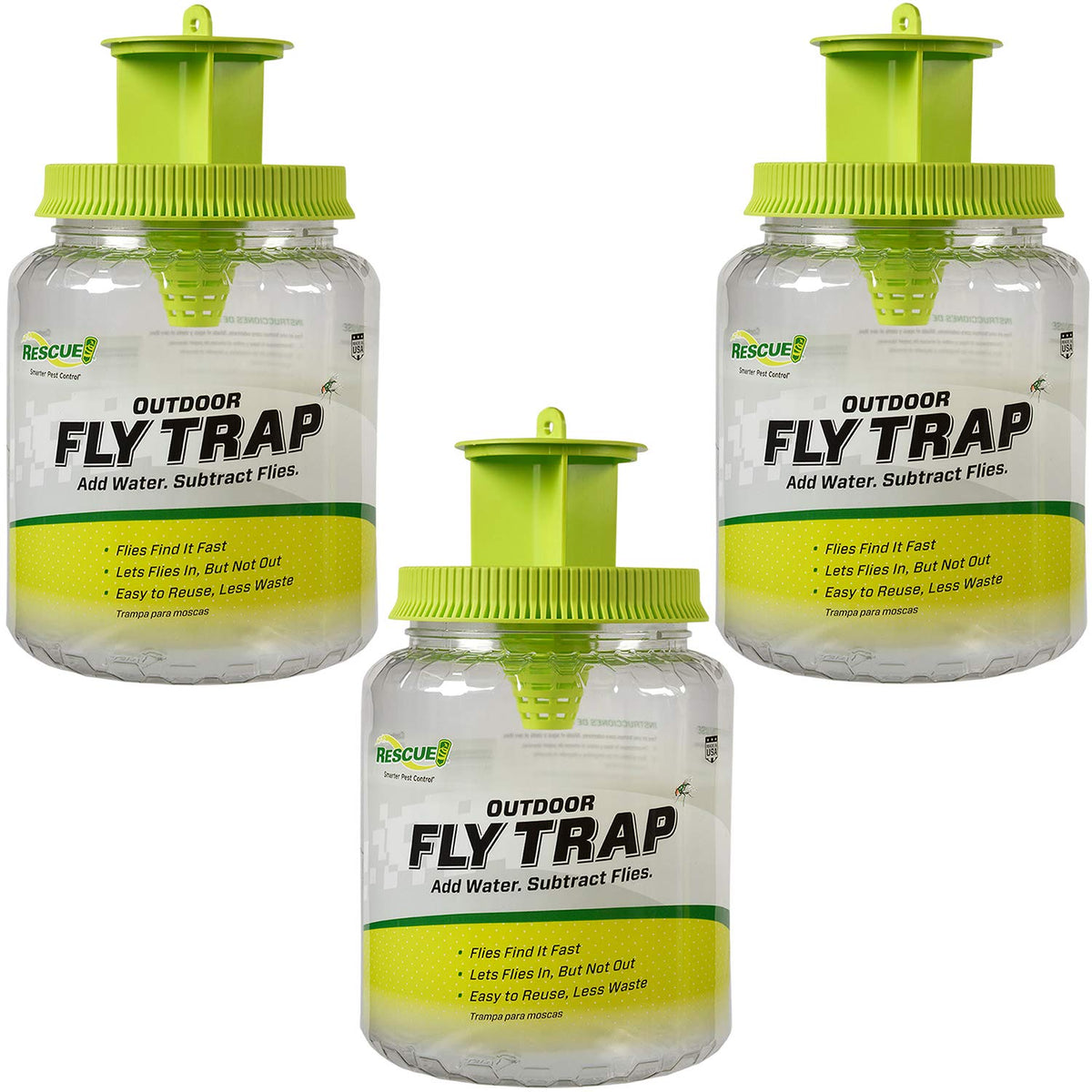 RESCUE! Outdoor Fly Trap trio for patios and decks.