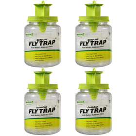 RESCUE! Outdoor Fly Trap with four traps assembled reduces backyard fly activity.
