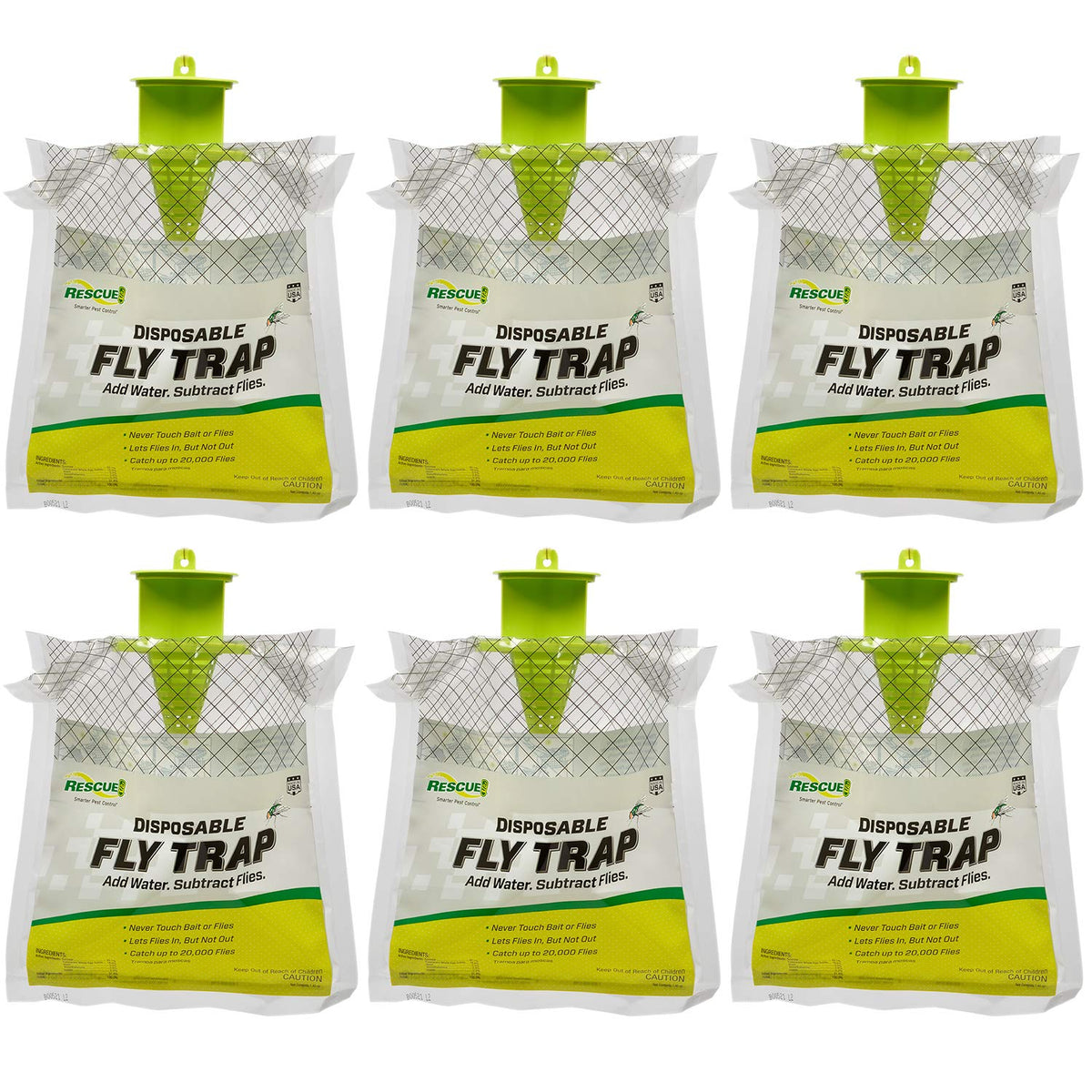 RESCUE! outdoor fly trap hanging bait shows lure effectiveness for patios