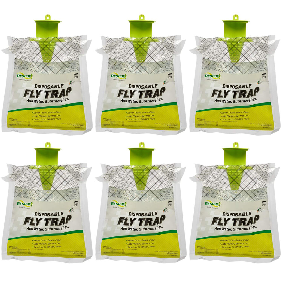 RESCUE! outdoor fly trap hanging bait shows lure effectiveness for patios