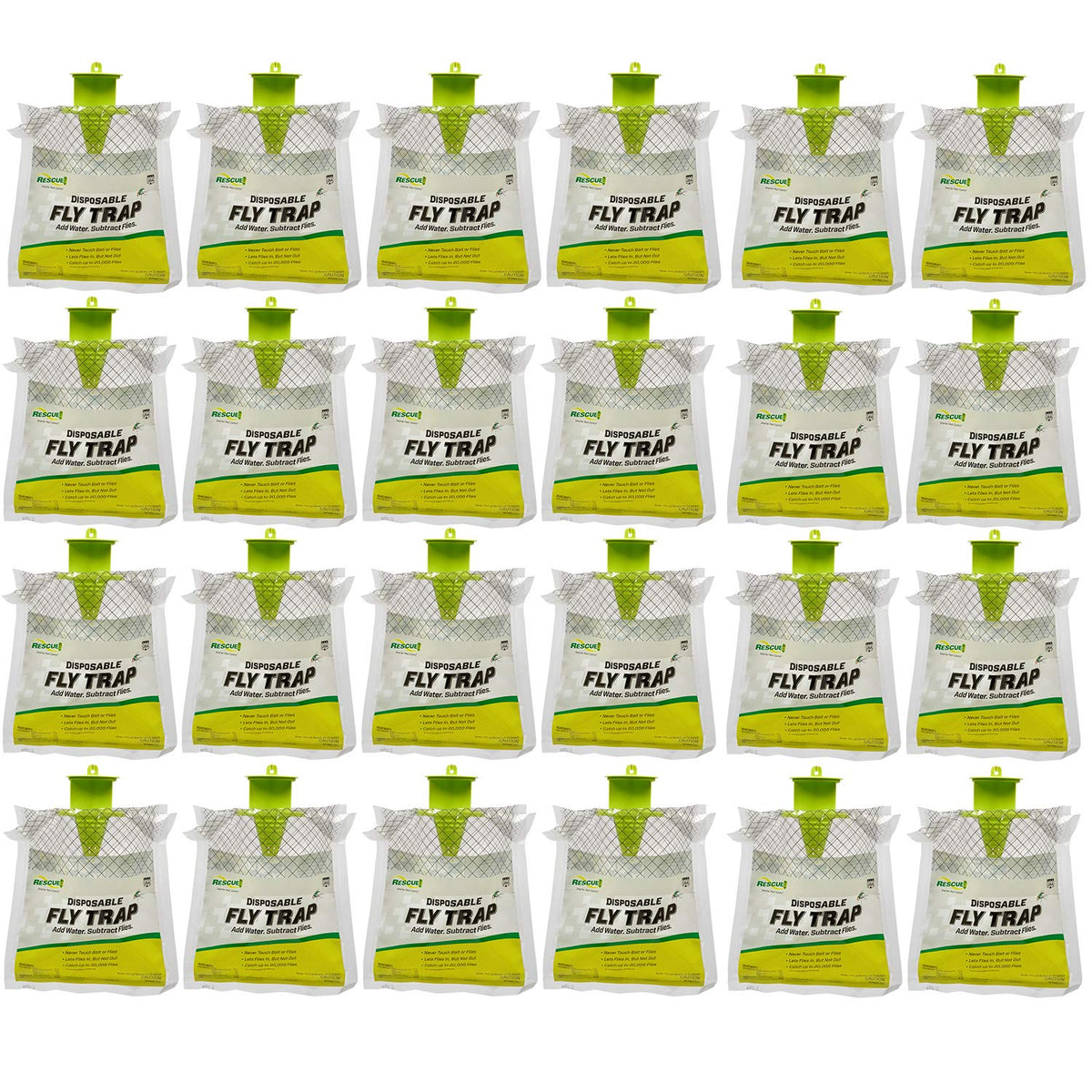 RESCUE! Outdoor fly trap hangs with bait to attract flies away from patios and yards.