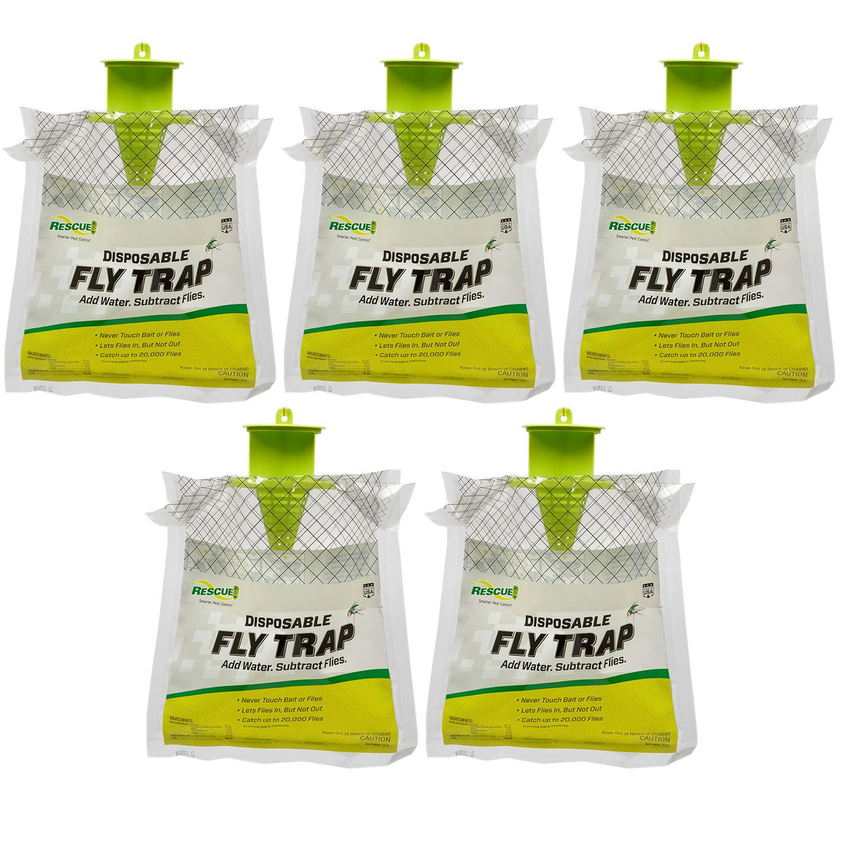 RESCUE! outdoor fly trap hanging bait attracts flies away from patios