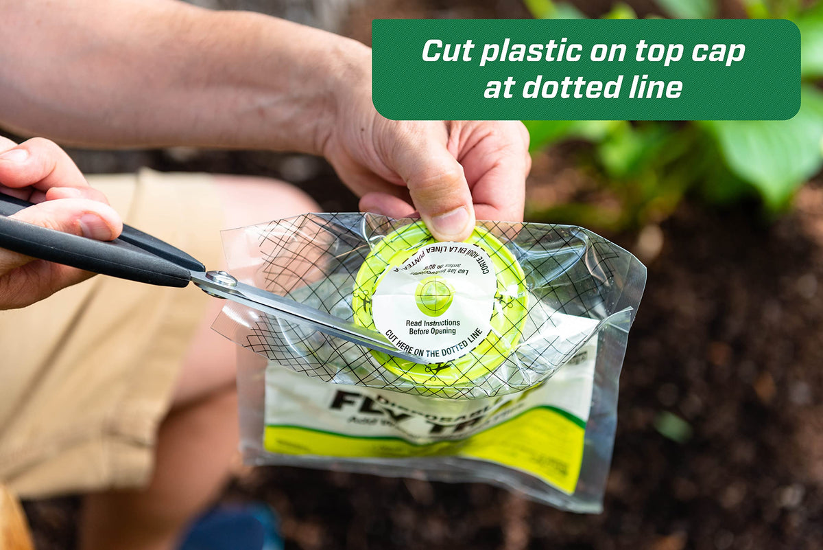 RESCUE! fly trap hanging setup enables quick outdoor installation