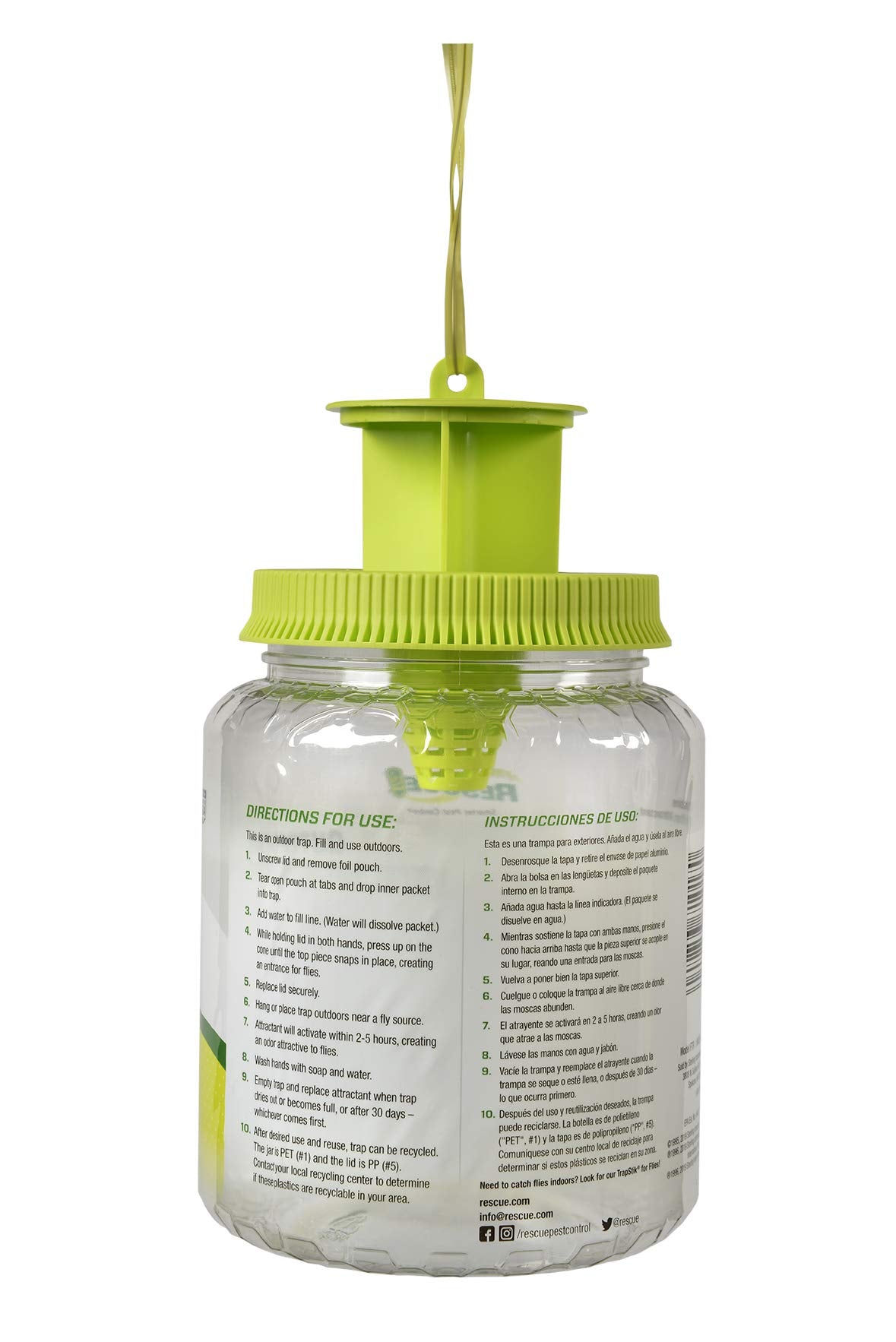 RESCUE! Outdoor Fly Trap reusable design supports season-after-season use without constant replacement.