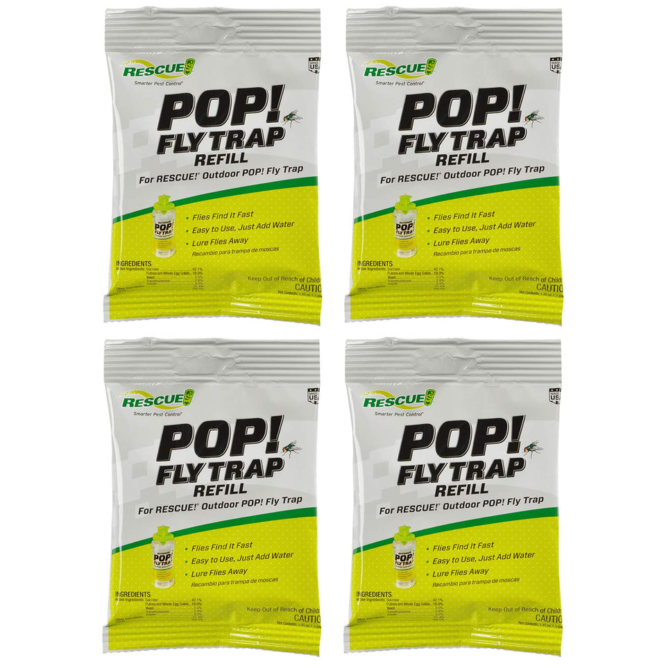 RESCUE! POP! Fly Trap Bait Refills ready for outdoor use, 4-pack to attract flies