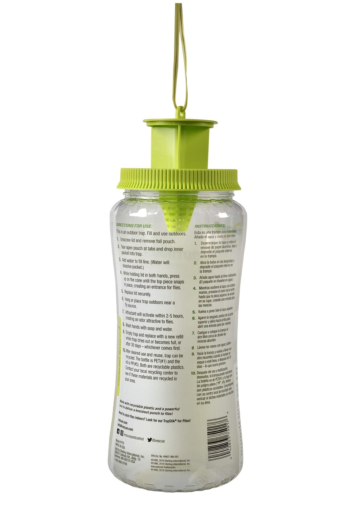 RESCUE! POP! Fly Trap side view demonstrates compact footprint for outdoor placement.