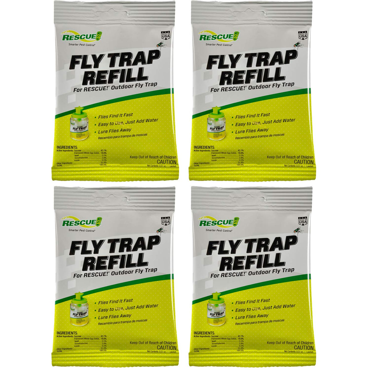 RESCUE! Reusable fly trap refill for outdoor use attracts nuisance flies