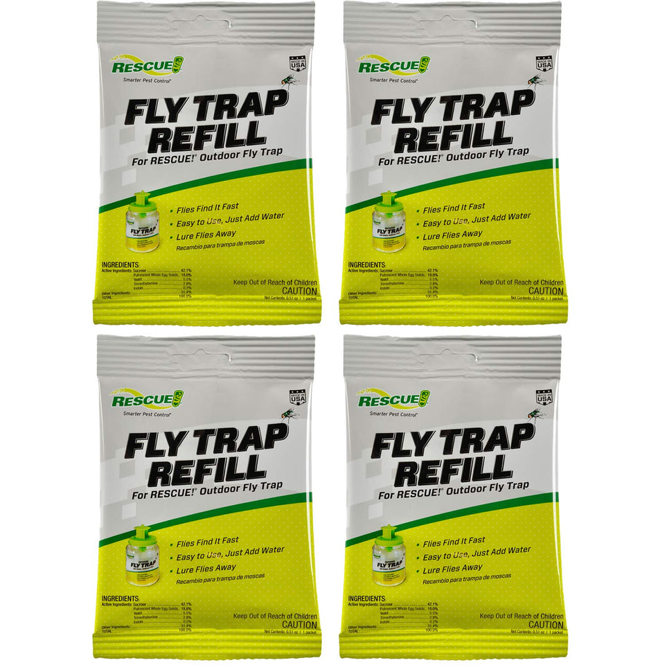 RESCUE! Reusable fly trap refill for outdoor use attracts nuisance flies
