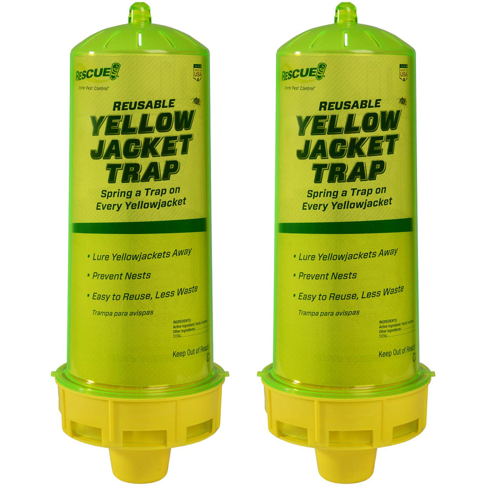 RESCUE! Reusable Yellowjacket Trap front view showing two-pack setup and durable design
