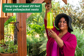 RESCUE! trap shown near patio for safer outdoor entertaining.