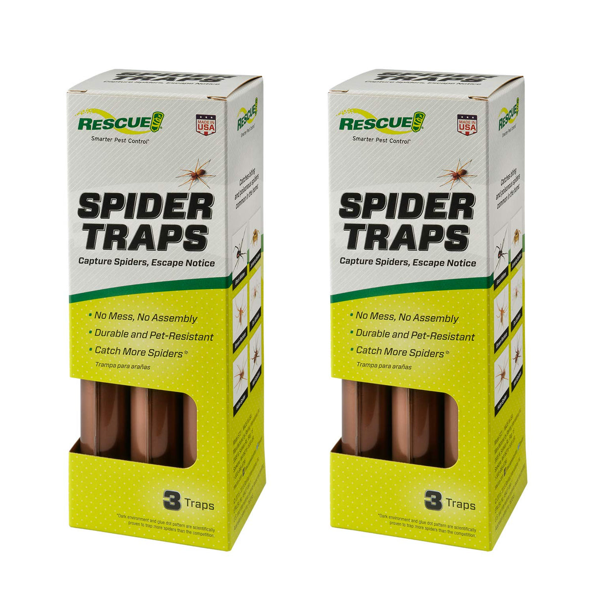 RESCUE! Spider Traps with four entrances attract and capture multiple spiders.