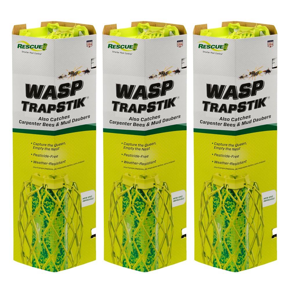 RESCUE! VisiLure TrapStik captures carpenter bees on a sticky surface.