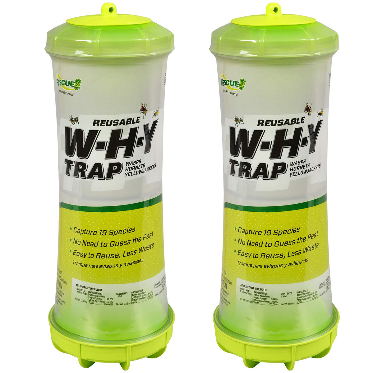 RESCUE! WHY Trap outdoors hanging setup attracts and traps wasps and hornets.