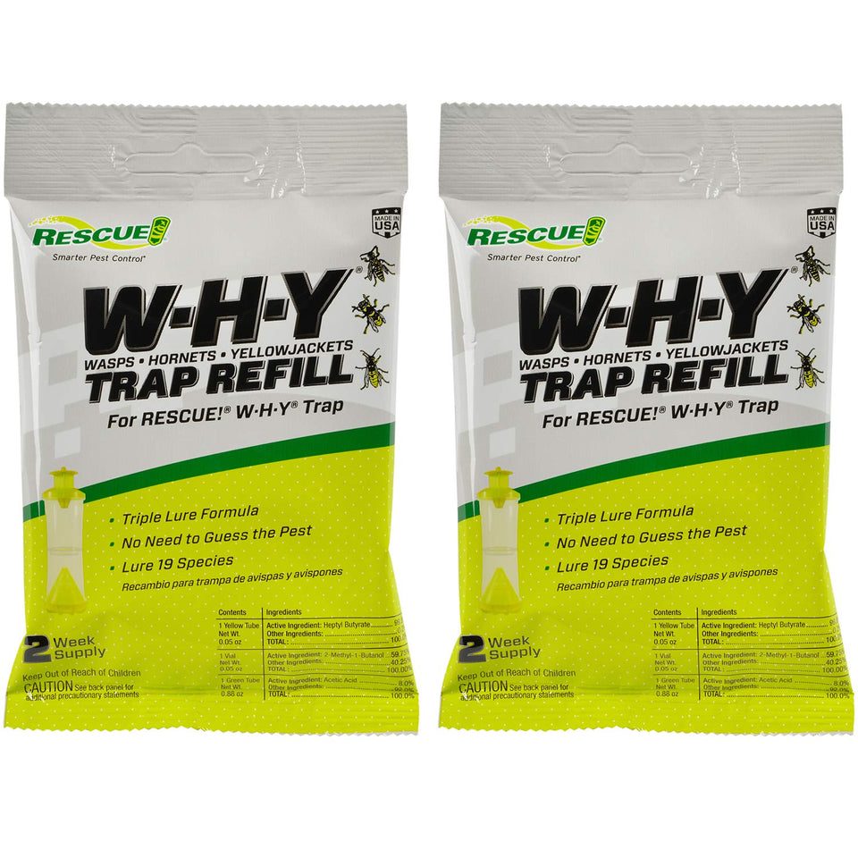 RESCUE! WHY Trap refill attractant bottle ready for a two-week lure outdoors.