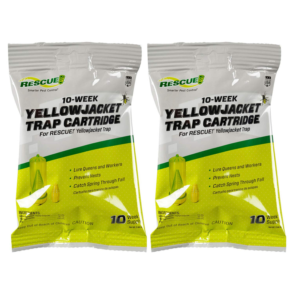 RESCUE! Yellowjacket attractant cartridge offers a 10-week supply for safe, non-toxic trapping.