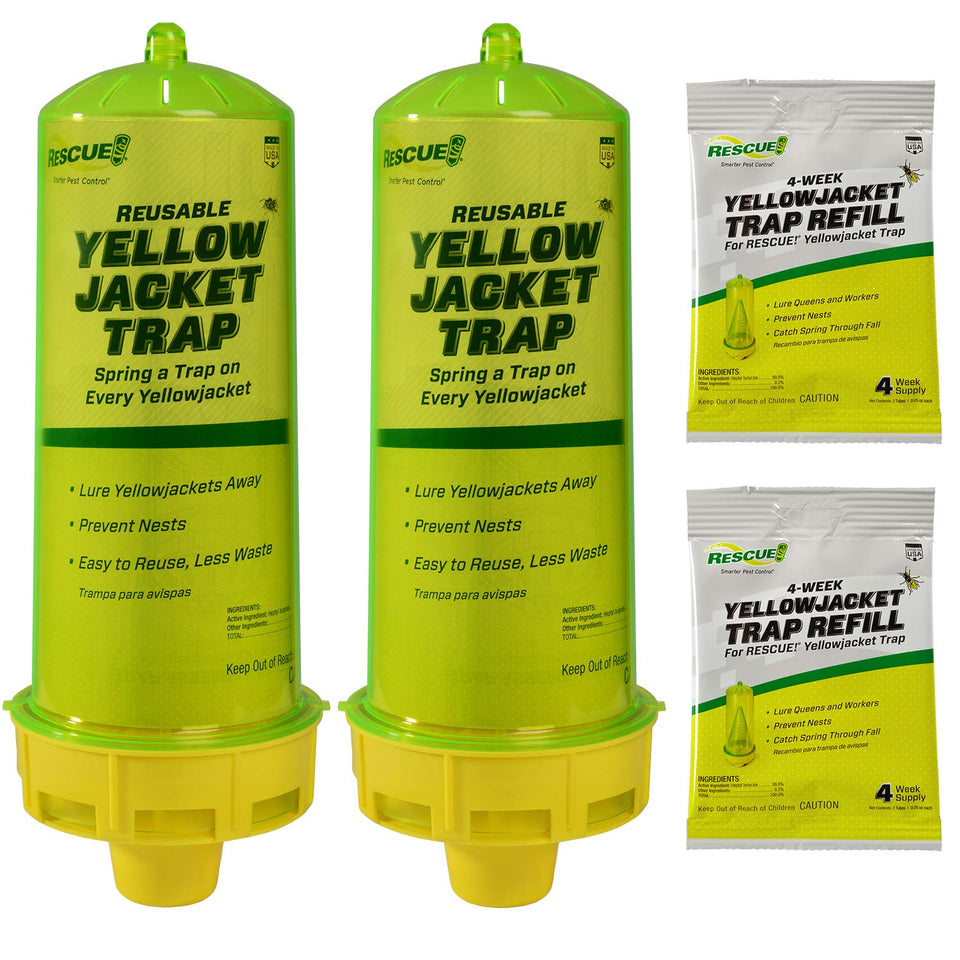 RESCUE! Yellowjacket Trap front view shows compact, reusable design for backyard protection.