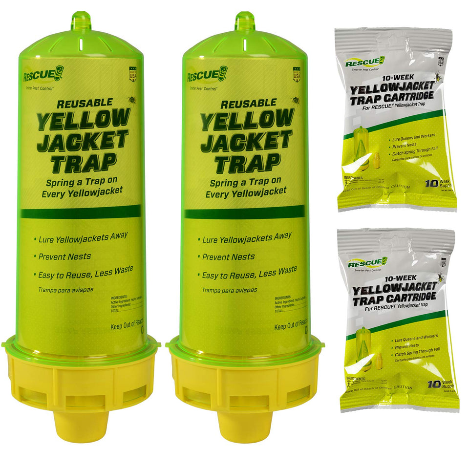 RESCUE! Yellowjacket trap front view demonstrates a compact, reusable pest control solution.