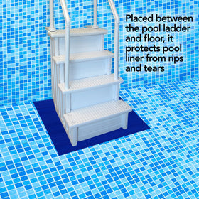 RESILIA Stay-Put ladder mat with v-grooved surface improves grip on wet steps.