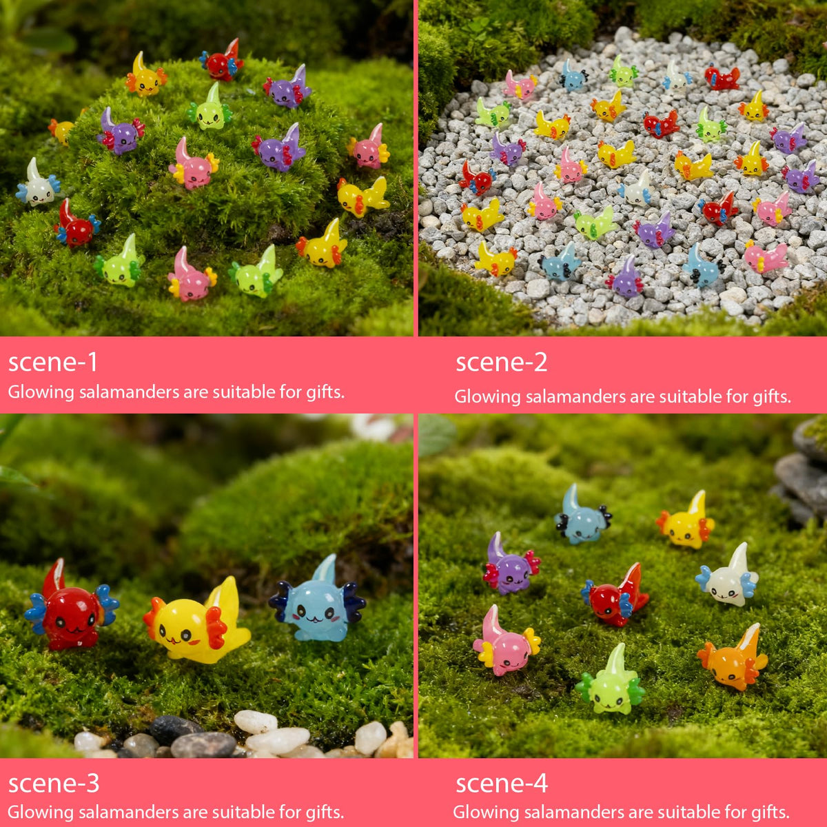 ResinGlow luminous axolotl figurines are waterproof for indoor and outdoor use.