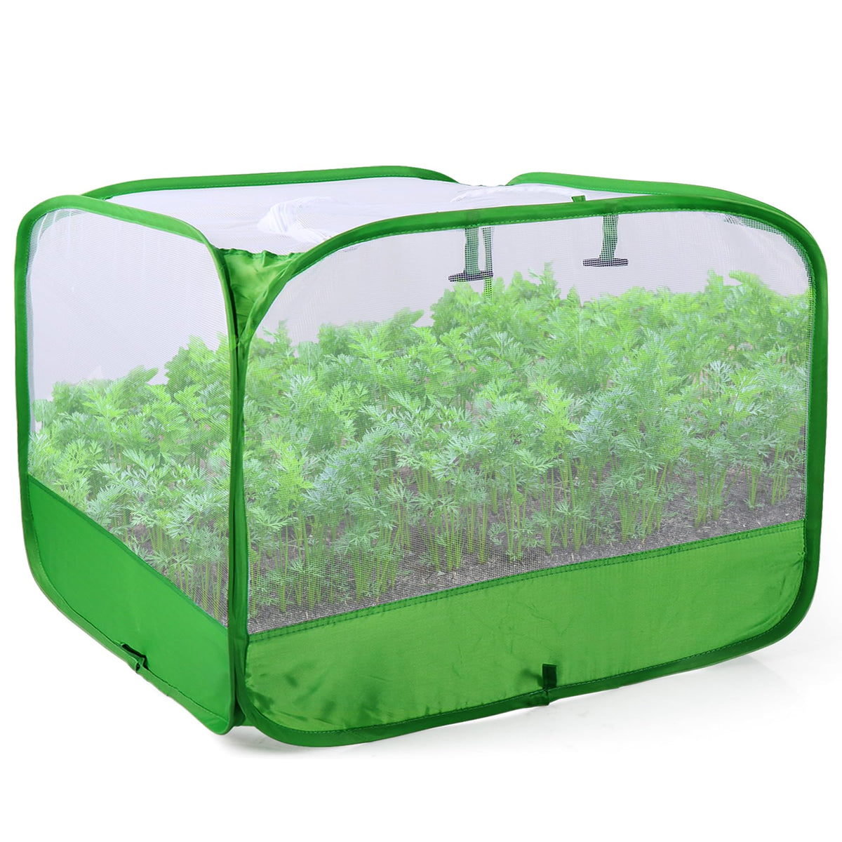 RESTCLOUD mesh plant cover over a garden bed protecting fruit and vegetables from birds