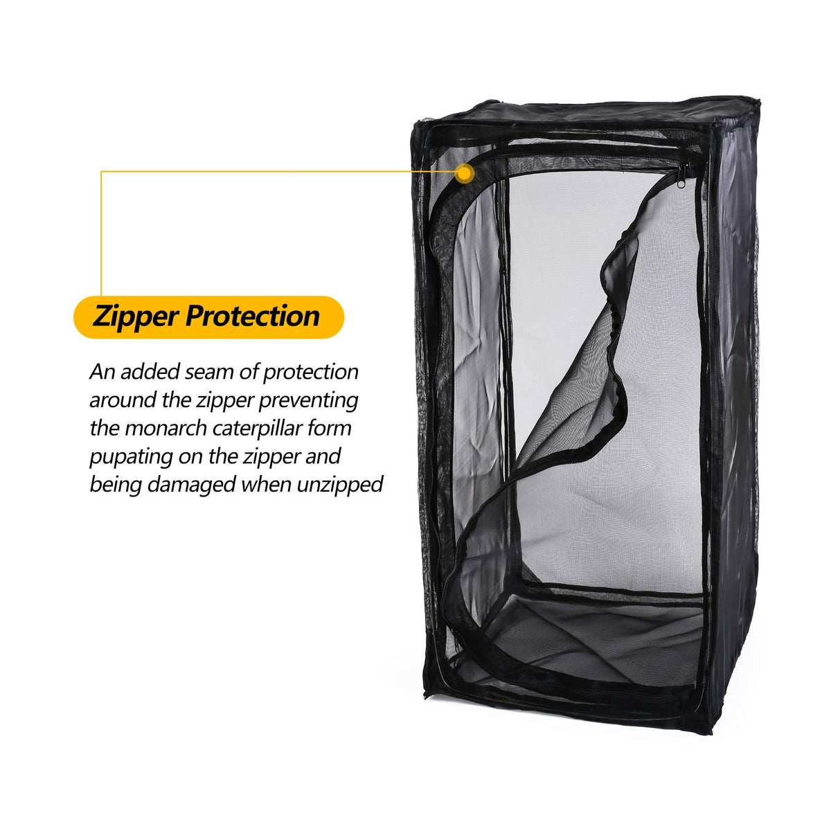 RESTCLOUD monarch habitat bottom unzip for easy cleaning.