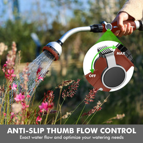 Restmo 10-pattern spray dial offers versatile watering options.