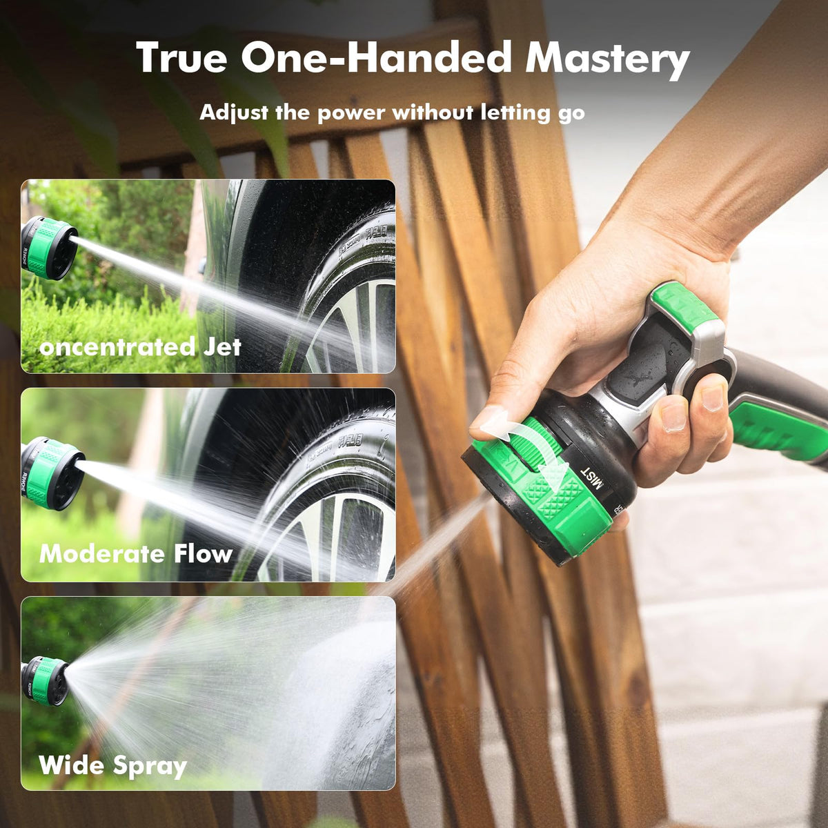 Restmo ergonomic grip nozzle reduces trigger fatigue during extended watering sessions.