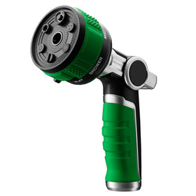 Restmo 2-in-1 hose nozzle front view showing durable metal core for long-lasting outdoor use.