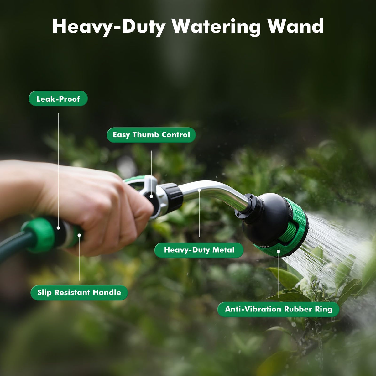 Restmo 2in1 watering wand in fan pattern for broad rinsing and patio refresh