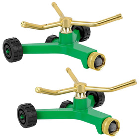 RESTMO 3-arm sprinkler with wheel base for effortless yard movement
