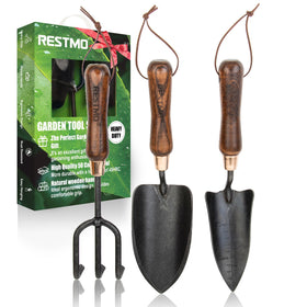 Restmo 3-in-1 garden trowel with premium carbon steel for precise planting.