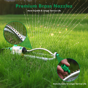Restmo sprinkler achieves 3600 sq ft coverage with even distribution across a large yard.