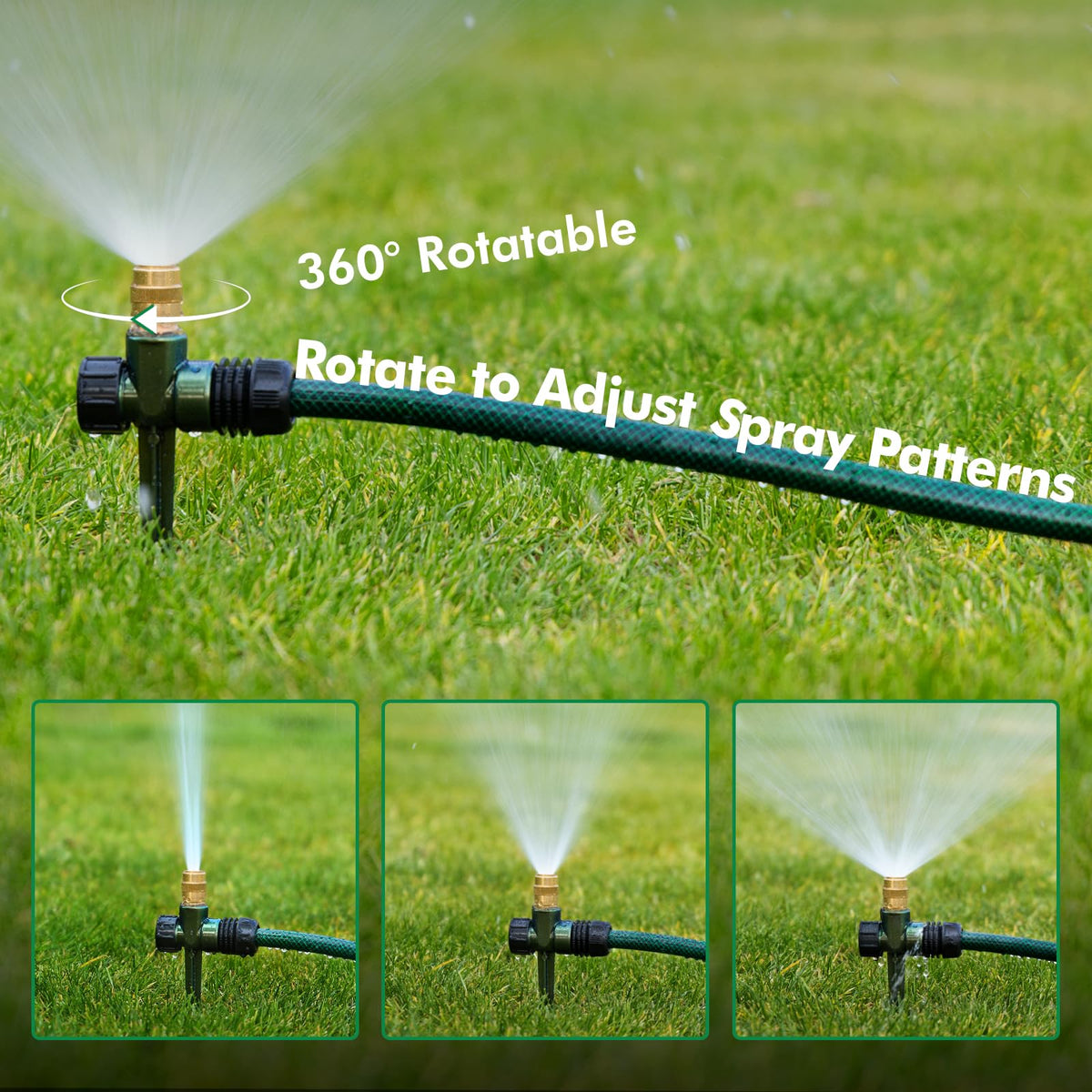 Restmo adjustable copper nozzle for pattern control across garden beds