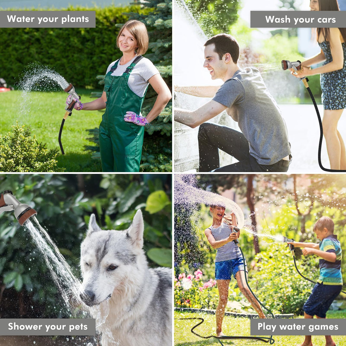 Restmo all-purpose nozzle for watering plants, washing the car, and pets.