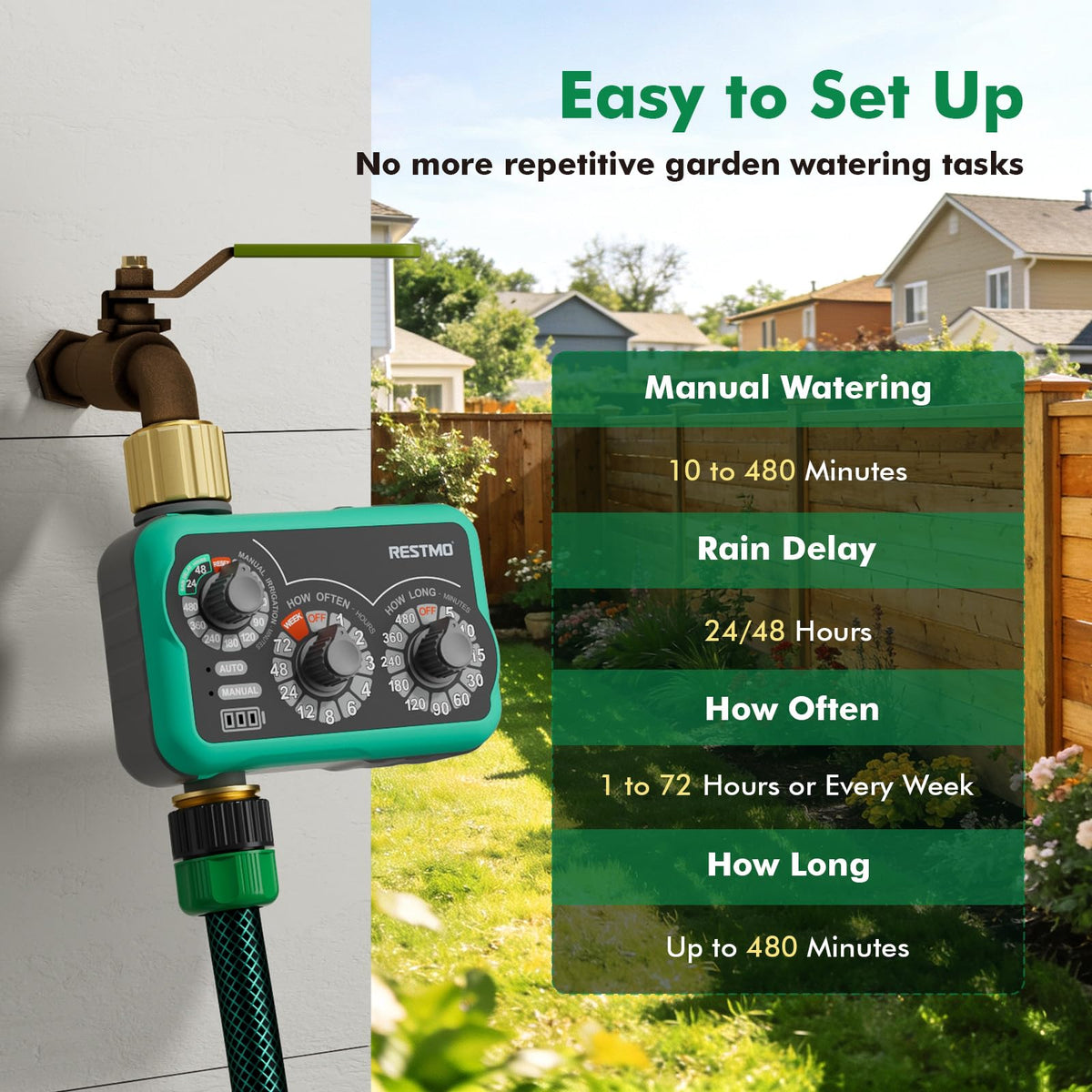 Restmo brass inlet and outlet close-up highlighting durable, rust-resistant fittings.