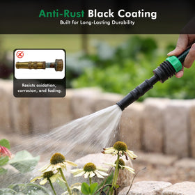 Restmo brass twist nozzle anti-rust coating closeup highlighting durability.